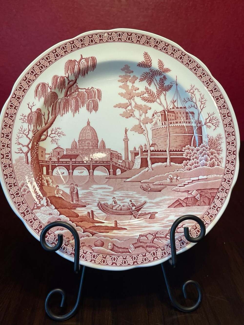 Spode Archive Collection Georgian Series 'Rome' Cranberry & White Dinner Plate